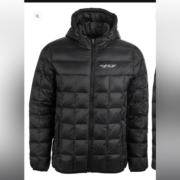 FLY racing down puffer jacket hooded black large - Picture 1 of 10